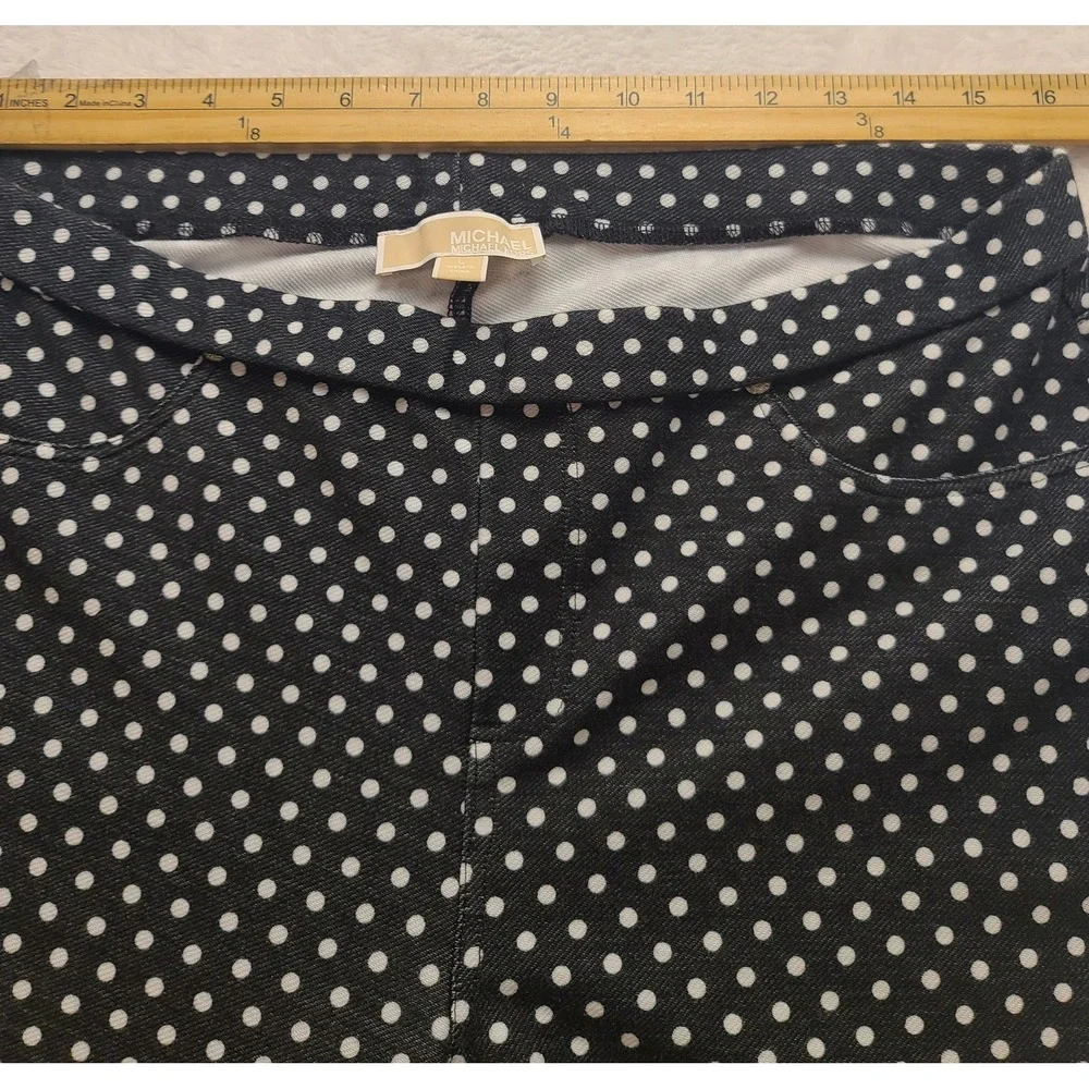 Michael‎ Kors Navy White Polka Dot Pull On Leggings Pants Women's Large Casual